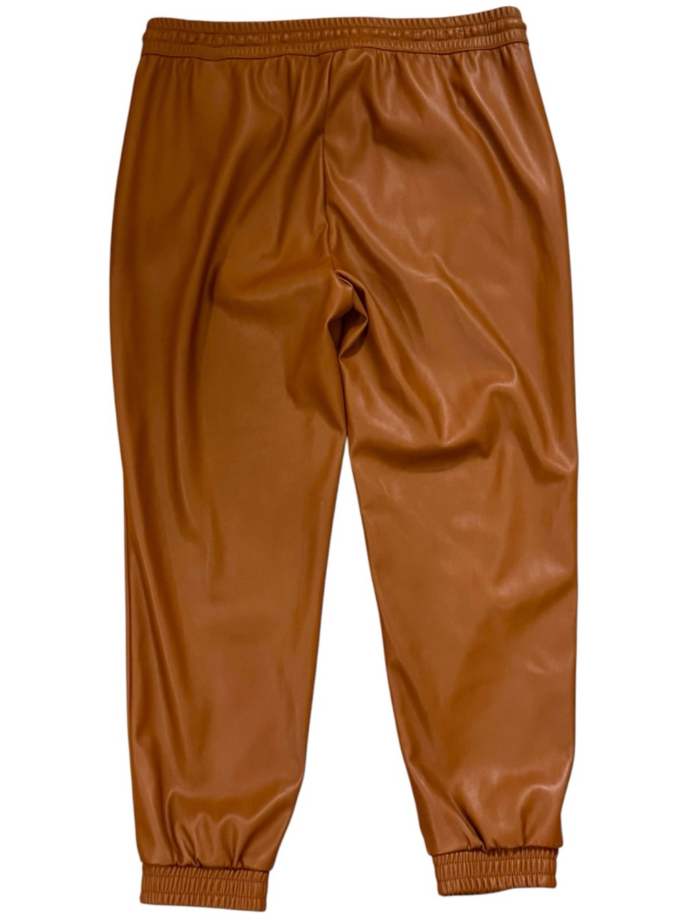 Banana Republic Petite S Faux Leather Jogger Pants Cognac Brown Vegan Leather - Picture 2 of 6